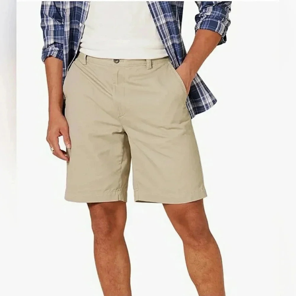 Shorts 42 Chino Men Classic Cotton Flat Front Casual Career Work Play New - Picture 4 of 6